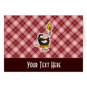 Roter karierter Cartoon-Höhlenbewohner