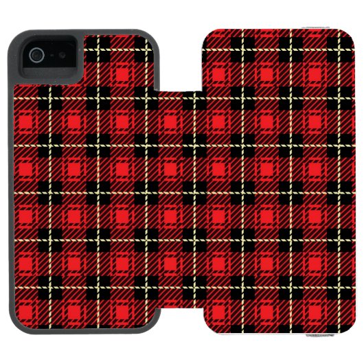 Roter karierter Hintergrund Incipio iPhone Geldbeutel-Hülle (Folio Geöffnet)