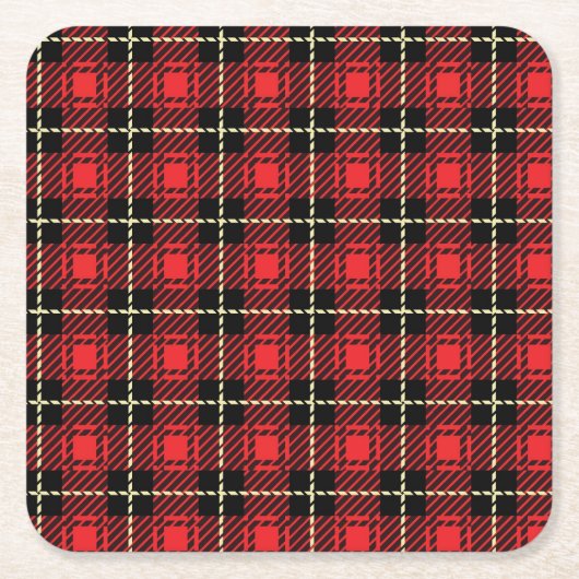 Roter karierter Hintergrund Rechteckiger Pappuntersetzer (Vorderseite)