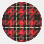 Roter Karierter Hintergrund Runder Aufkleber (Vorderseite)