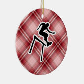 Roter karierter Hürdenspringer Keramikornament (Rechts)
