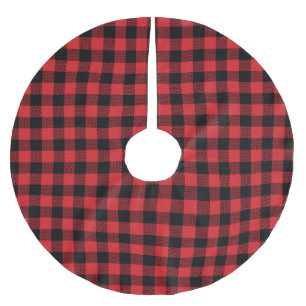 Roter karierter Karierter Karo Polyester Weihnachtsbaumdecke