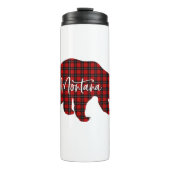 Roter Karierter Montana Bär Matching Pajama Famili Thermosbecher (Vorderseite)