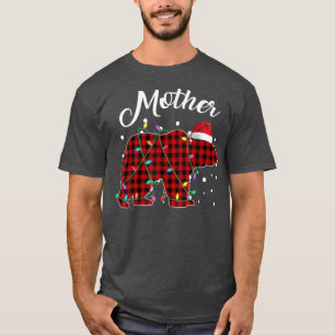 Roter Karierter Mutterbär Matching Buffalo Pajama T-Shirt