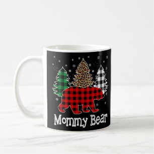 Roter Karierter Mutti-Bär-Weihnachtsbaum-Leopard P Kaffeetasse