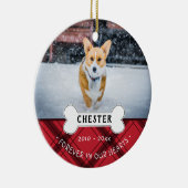 Roter Karierter Name und Foto für immer in unserem Keramik Ornament (Rechts)