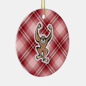 Roter karierter niedlicher Affe Keramikornament (Rechts)