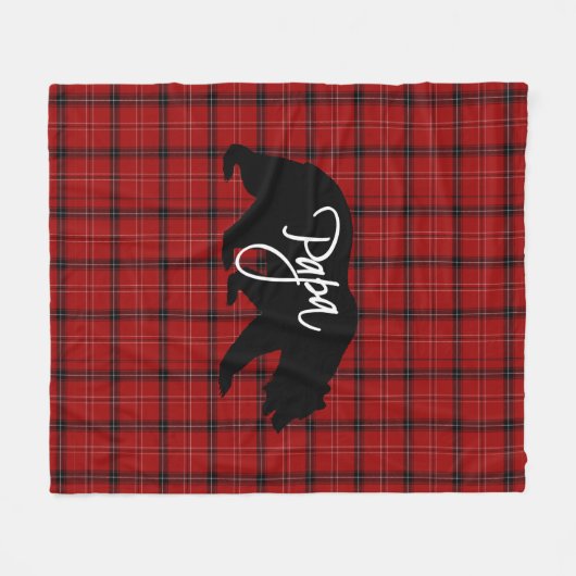Roter Karierter Papa-Bär Fleecedecke (Vorderseite (Horizontal))