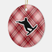 Roter karierter Snowboarding Keramikornament (Links)