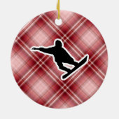 Roter karierter Snowboarding Keramikornament (Hinten)