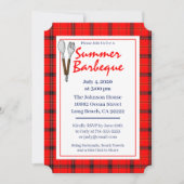 Roter Karierter Sommer GRILLEN Einladung (Vorderseite)