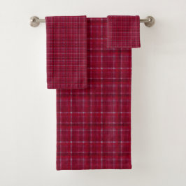 Roter karierter Tartan Badhandtuch Set