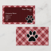 Roter karierter Tatzen-Druck Visitenkarte (Vorne/Hinten)