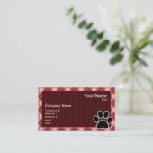 Roter karierter Tatzen-Druck Visitenkarte (Stehend Vorderseite)