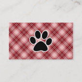 Roter karierter Tatzen-Druck Visitenkarte (Rückseite)