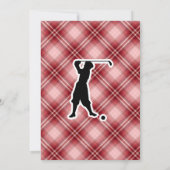 Roter Karierter Vintager Golfer Einladung (Rückseite)