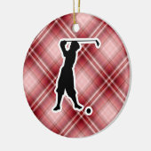 Roter karierter Vintager Golfspieler Keramikornament (Links)