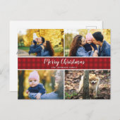 Roter Karo 4 Foto Postkarte (Vorne/Hinten)