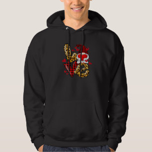 Roter Karo-Gnom Liebes-Leoparden-Gnom Valentinstag Hoodie