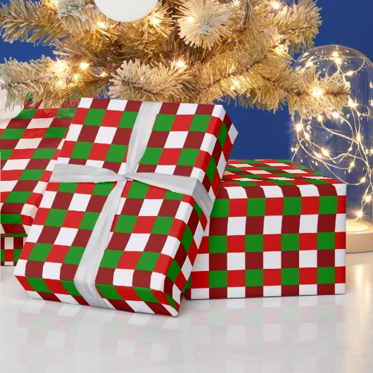 Roter Karo mit Kacheln Geschenkpapier (Feiertage)