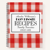 Roter Karo Name Leichtes Abendessen Rezepte Notizblock (Vorderseite)