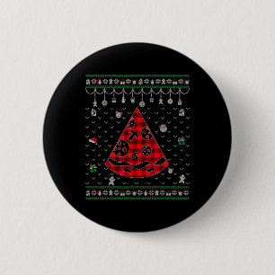 Roter Karo-Pizza-Liebhaber Lustiger hässlicher Wei Button