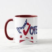 Roter Karo STIMMEN mit US-Flaggenstern Tasse (Links)