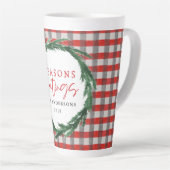 Roter Karo und Aquarellbrand Weihnachten Milchtasse (Rechte Ecke)