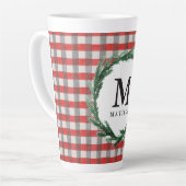 Roter Karo und Aquarellkranz Weihnachten Milchtasse (Linke Ecke)