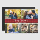 Roter Karo Weihnachten Magnetische Feiertage Fotok Magnetkarte (Vorne/Hinten)
