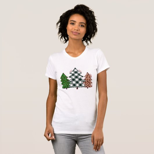 Roter Karo Weihnachtsbaum Shirt - Ferien-T-Shirt! (Vorne ganz)