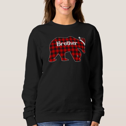 Roter Karobär Weihnachts-Pyjama-Brüder passende F Sweatshirt (Vorderseite)