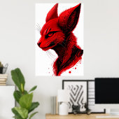 Roter Katzenkopf | Art der AI Poster (Heimbüro)
