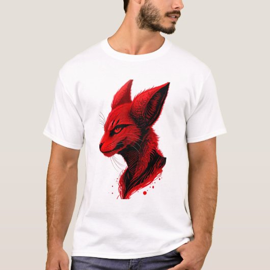Roter Katzenkopf | Art der AI T-Shirt (Vorderseite)