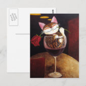 Roter Katzenwein Postkarte (Vorne/Hinten)