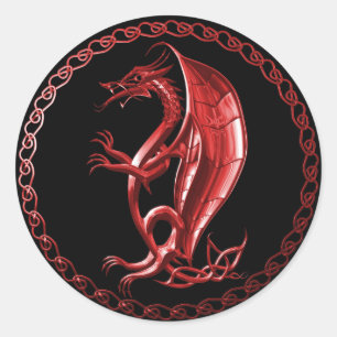 Roter keltischer Drache-Aufkleber Runder Aufkleber