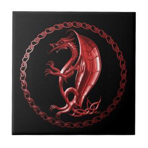 Roter keltischer Drache Fliese
