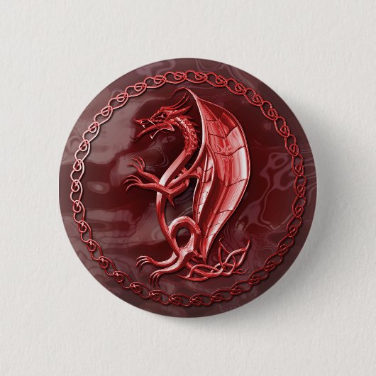 Roter keltischer Drache-Knopf Button (Vorderseite)