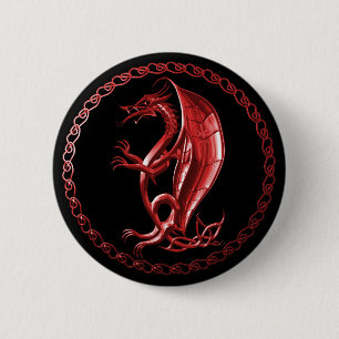 Roter keltischer Drache-Knopf Button