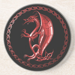 Roter keltischer Drache Sandstein Untersetzer