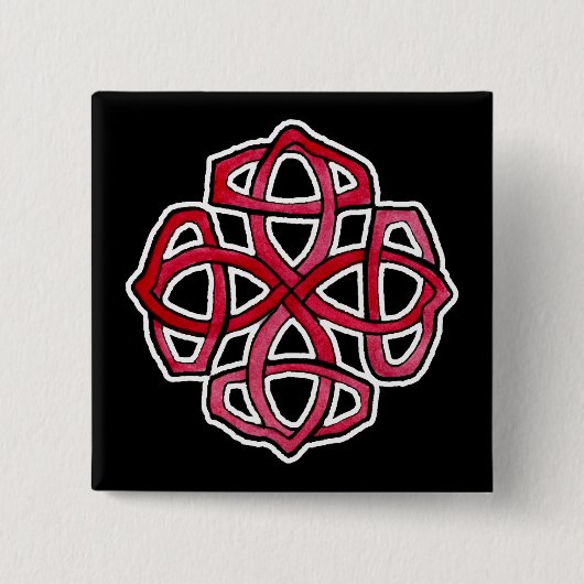 Roter keltischer Knüpfarbeit-Kreis Button (Vorderseite)