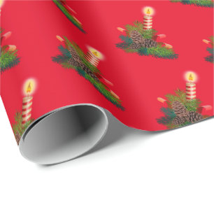 Roter Kerzen-Themen-Feiertags-Weihnachtsgeschenkve Geschenkpapier