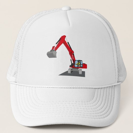 roter Kettenbagger Truckerkappe (Vorderseite)