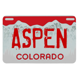 Roter Kfz-Kennzeichenmagnet Aspen Colorado Magnet