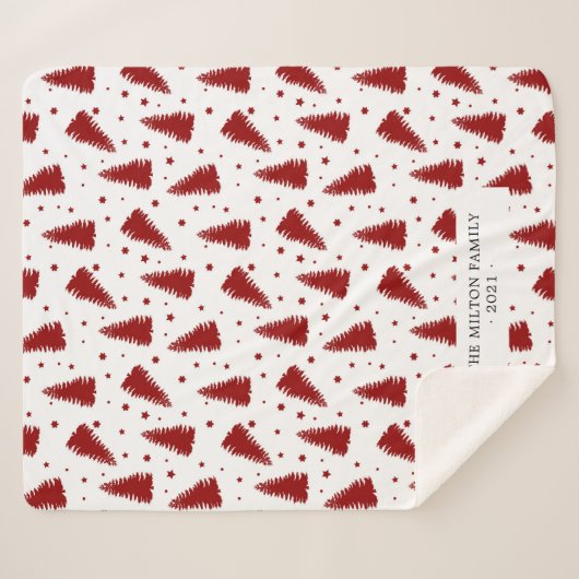 Roter Kiefernwald - moderne Monogramm Sherpadecke (Vorderseite (Horizontal))