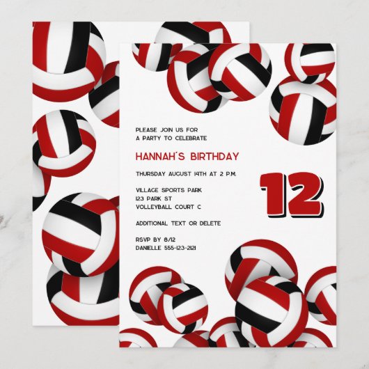 Roter Kindergeburtstag Einladung (Vorne/Hinten)