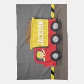 Roter Kipper-Bau-Erbauer-Junge Küchentuch (Vertikal)