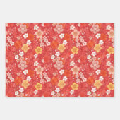 Roter Kirschblossom Bloomscape und Streifen Geschenkpapier Set (Vorderseite)