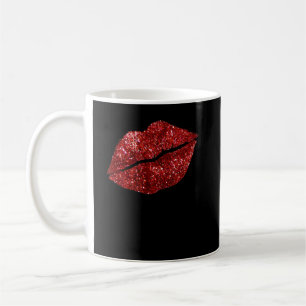 Roter Kissenstift Glitzer, Lips Kiss Red Lips V Kaffeetasse