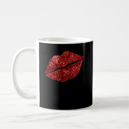 Roter Kissenstift Glitzer, Lips Kiss Red Lips V Kaffeetasse (Links)